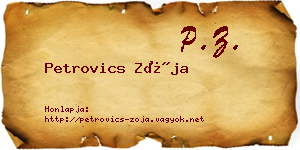 Petrovics Zója névjegykártya